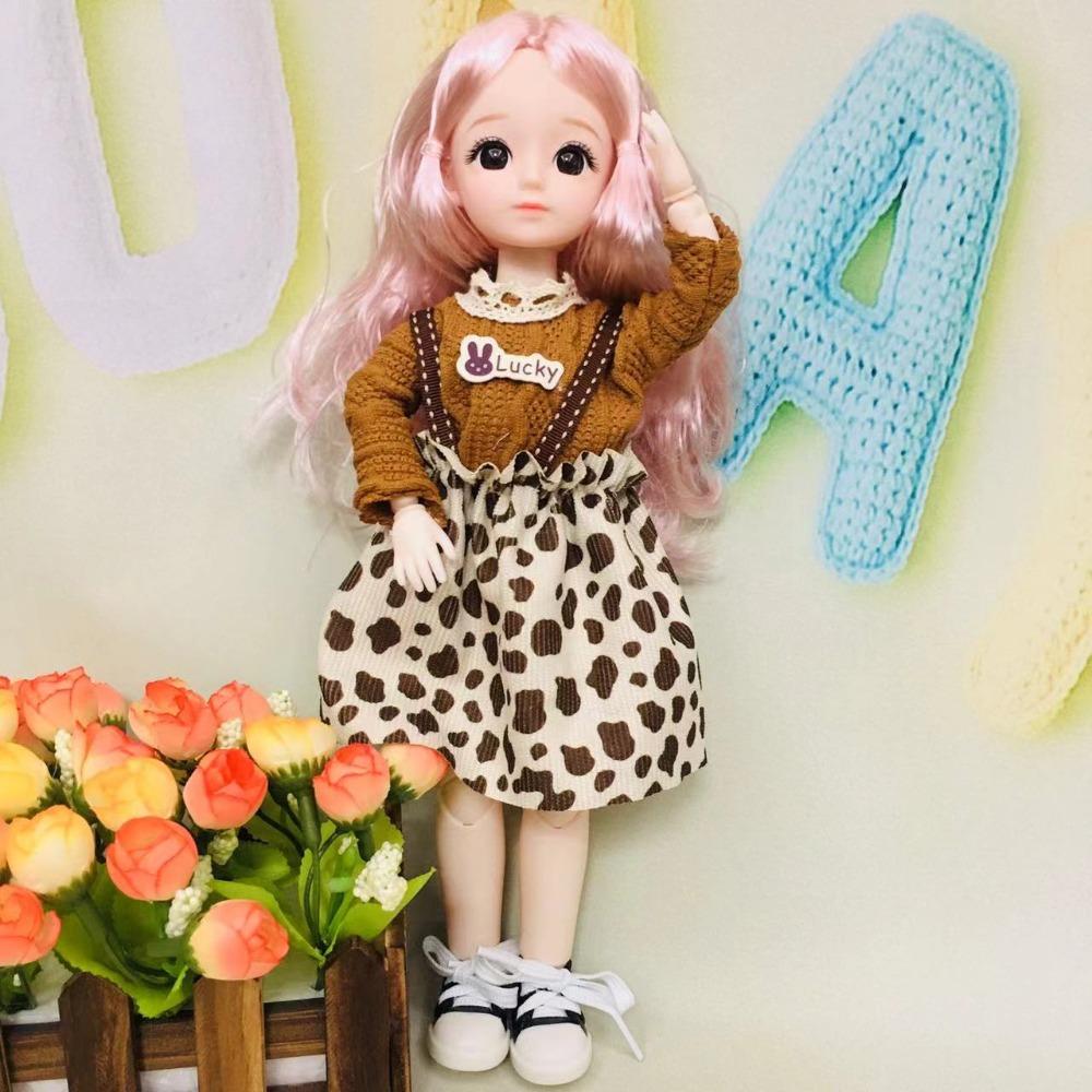 Long Hair 30cm Bjd Doll with Clothes Attractive Eyes Princess Makeup Ball Joint Doll  Babies