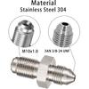 3AN Male to M10x1.0 Male Inverted Flare Stainless Steel Brake Adapter Fitting Connector(4pcs)