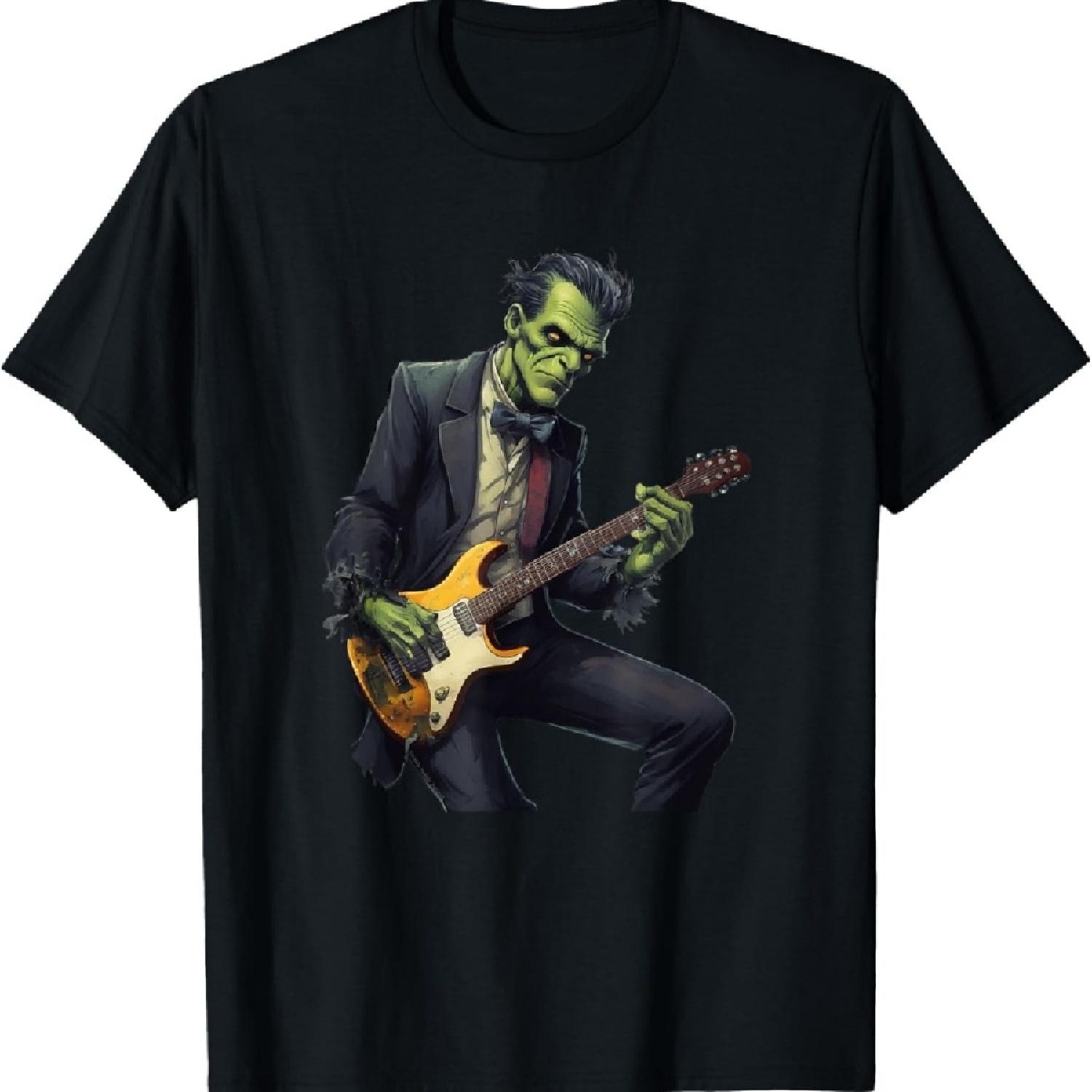 

Halloween Cool Monster Playing Electric Guitar T-Shirt XXXXXL чёрный