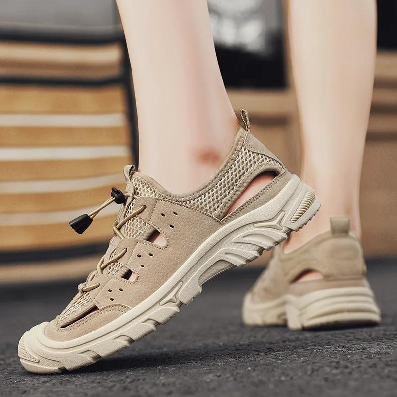 Men Sandals Outdoor Trekking Hiking Shoes Closed Toe Slippers Comfortable Beach Fisherman Summer Athletic  Sports