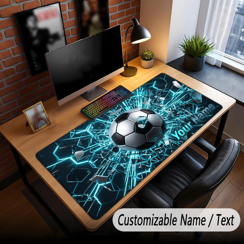Soccer Theme Custom Mouse Pad Personalized With Name Text Customized Desk Mat For Office Home Decor