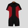 INCERUN Men Short Sleeve Zip-up Stitching Biking Sports Gym Jumpsuits Fitted Rompers Underwear