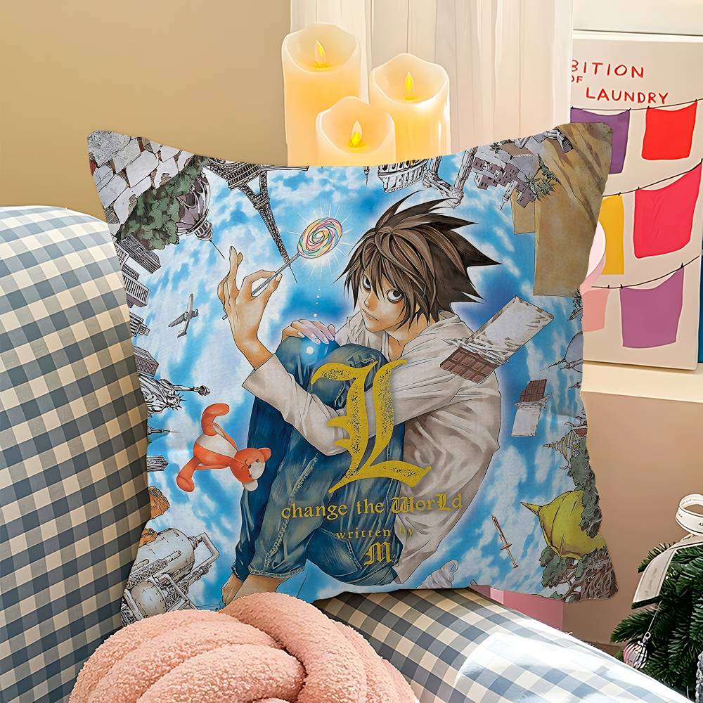 Anime-Kissen mit Todesbotschaft – Geschenkidee für Zuhause, Büro oder Schlafzimmer – Sofakissen, Autokissenbezug