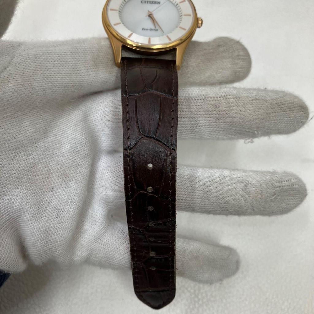 Used D9263 CITIZEN Citizen E031-S103738 Eco Drive Watch Quartz Watch Solar Battery Leather Brown Dark Brown