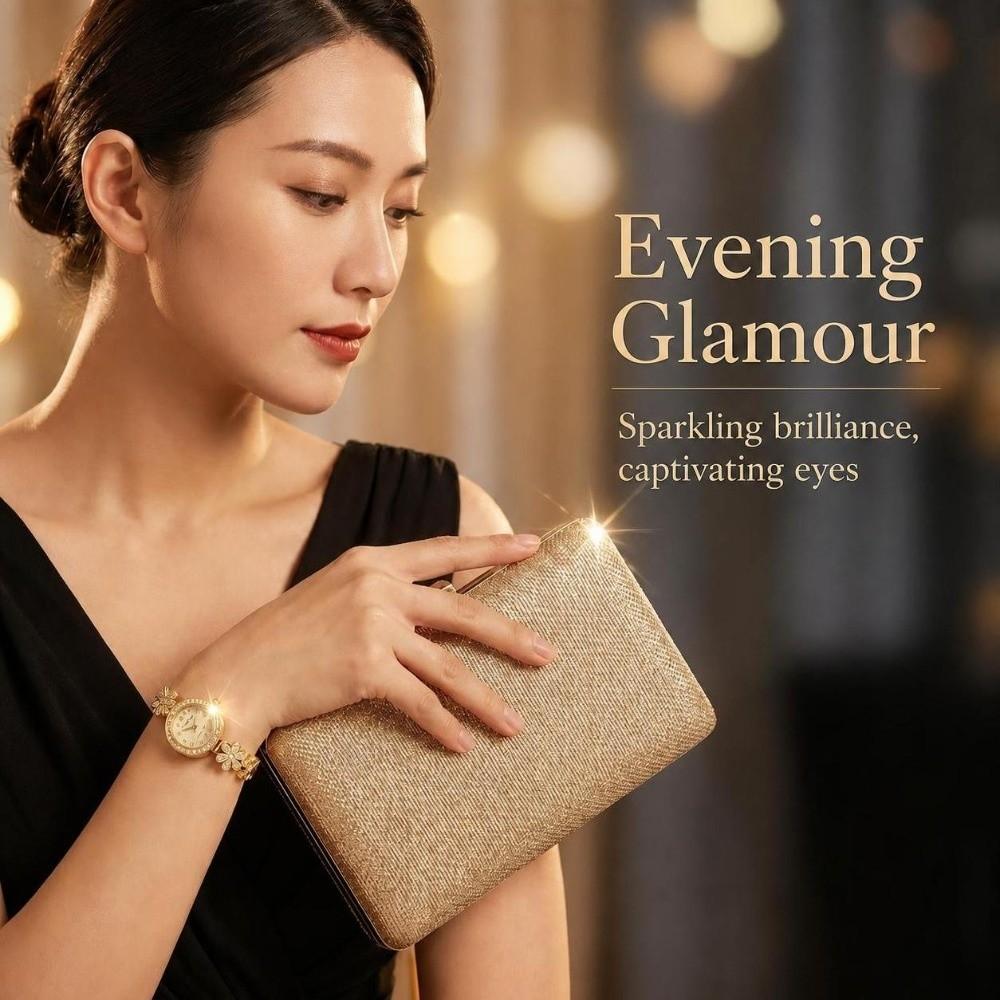 Small Dial Diamond Inlaid Watch Round Bracelet Bracelet Watch Elegant Ladies Wristwatch  Daily Use