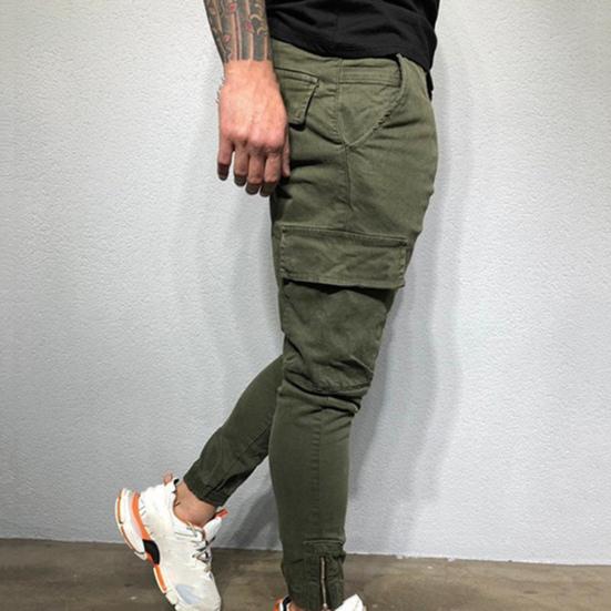 Buy Cargo Pants Solid Color Loose Tight 