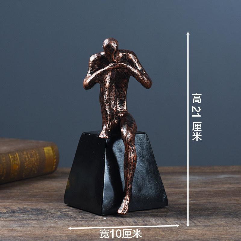 Creatieve Beeldhouwkunst Hars Ambachten Denker Contemplatieve Beeldje Gouden Man Decoratieve Beeldjes Woondecoratie