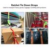 1in 25mm Ratchet Tie Down Straps Black Rust Proof   Stitching for MotorcycleTrailer Truck Kayak Boat