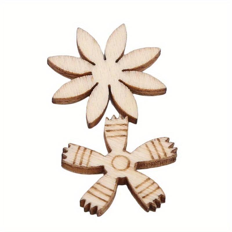 100pcs/bag Home Decoration Hanging Ornament Accessory Painting Scrapbooking Craft Wooden DIY Plant Flower Shape Handmade