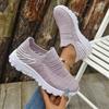 Foreign trade summer fly-woven mesh breathable low-top single shoes women's lightweight soft-soled middle-aged and elderly knitted lazy loafers
