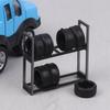 1:64 Scale Tire Rack Display Holder & 7Pcs Tires, Model Car Garage Scene Accessory, Repair Shop Tool Set, Miniature Prop