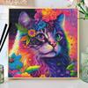 DIY Diamond Painting Cat with Flowers Cross Stitch Kit Mosaic Art Diamond Painting Full Circle Diamond Home Decoration