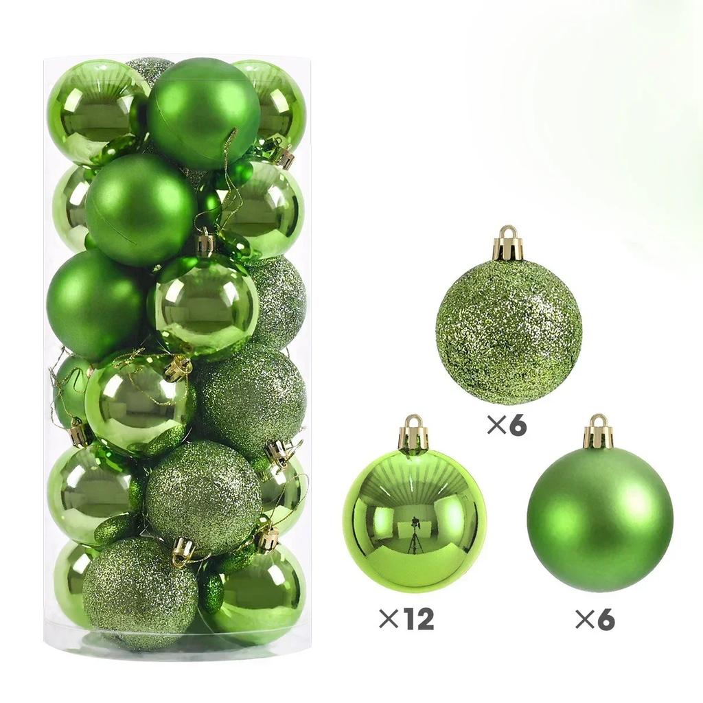 3/4/6/8cm 24Pcs Christmas Tree Balls Multicolor Xmas Ball Decorations Glitter Christmas Baubles Ornament Ball Party Home Decor Lij