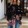 Damen Langarm Tunika Top Print Rundhals Locker Geschnitten Bluse Mit Taschen Lässig Tägliche Kleidung Damen Oberteile