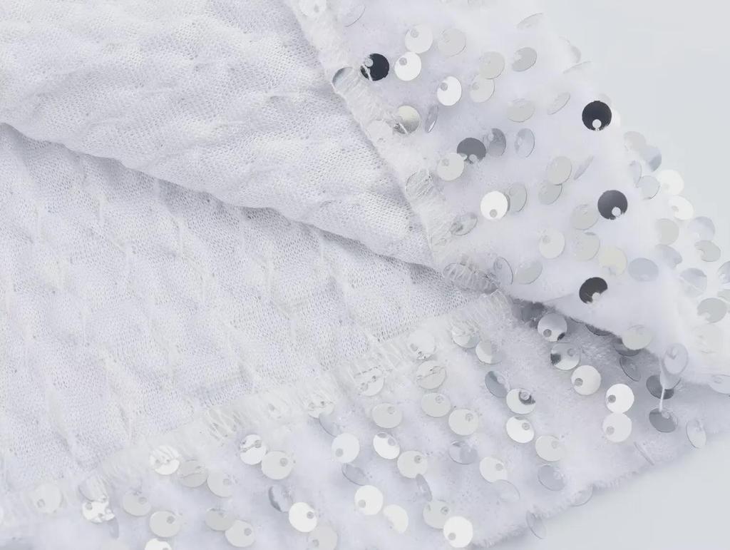 2024 Damen Schwarzes Pailletten-Mini-Abendkleid mit ärmellosem Design, Schulterpolstern und Gürtel