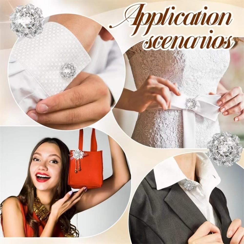 Flower Clip-On Buttons Sparkling Shirt Cufflinks Suits Buttons DIY Sewing Buttons  Party