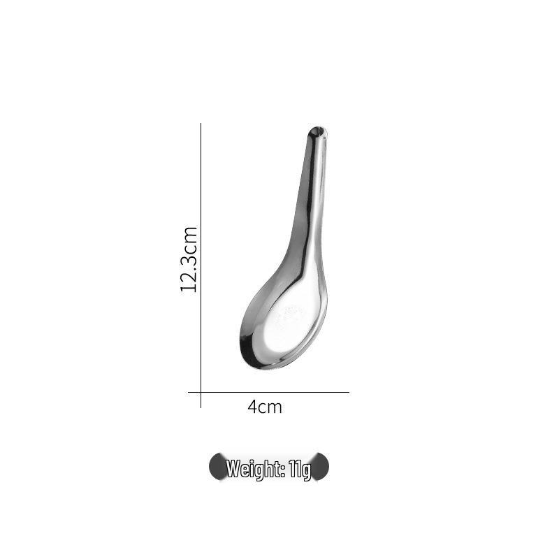 Thickened Short Handle Stainless Steel Soup Spoon with Flat Bottom for Adults