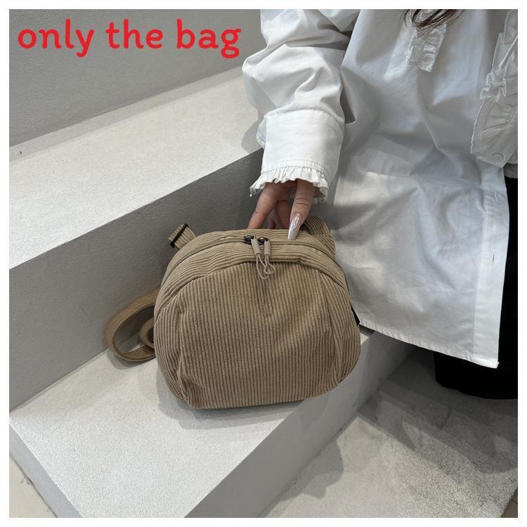 Urban Minimalist Corduroy Small Shoulder Bag With Zipper Closure For Daily Use
