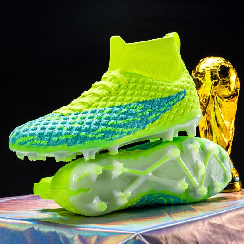 2025 new football shoes men's high-top students TF broken nails AG long nails adult breathable training shoes women's non-slip