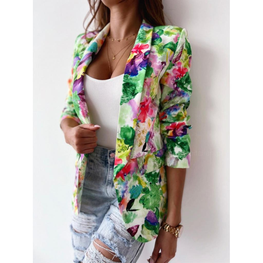 New Fashion Women's Printed Blazer, Casual Spring Outerwear, European American Style, Popular For Crossborder Women