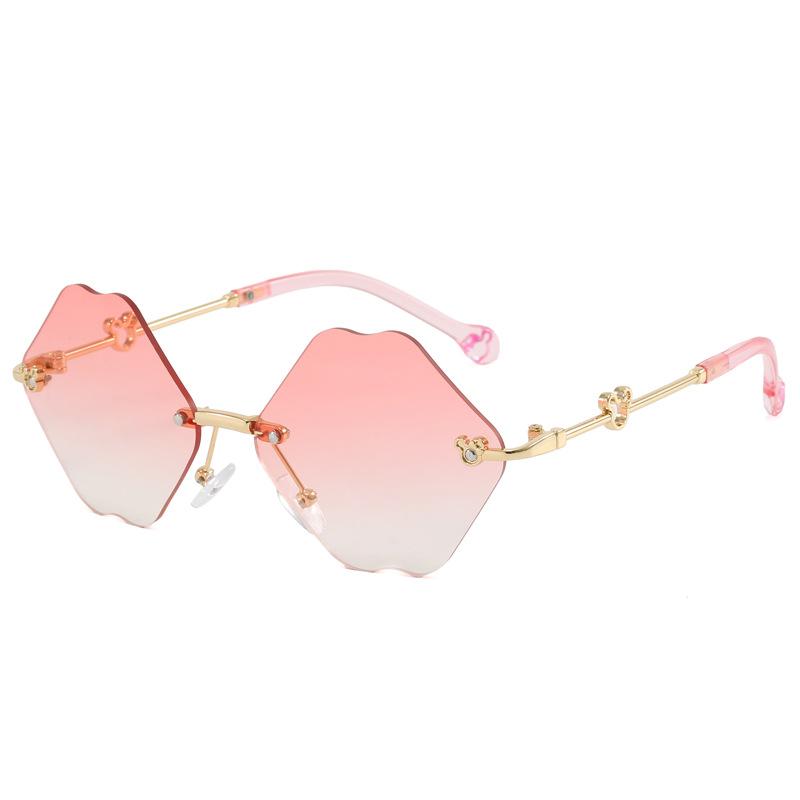 

Fashion Trendy Children s Irregular Rimless Sunglasses Uv Protection With Fashion Design Sun Protection Glasses 6002 розовый