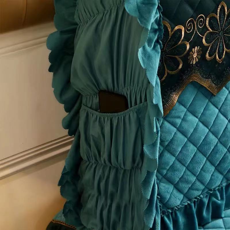 Короткий плюшевый стеганый чехол на изголовье «все включено» кружевной чехол на голову — фото 4