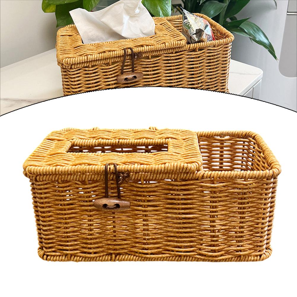 25*13*9cm Imitation Rattan Box Handmade Paper Box Exquisite Workmanship Hotel Usage PP Material Suitable For Paper Towels
