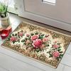VIKAMA Flannel Rug Mat Romantic Rose-Style Versatile Home Decor Rug Machine-Washable Hallway Rug Home Decor
