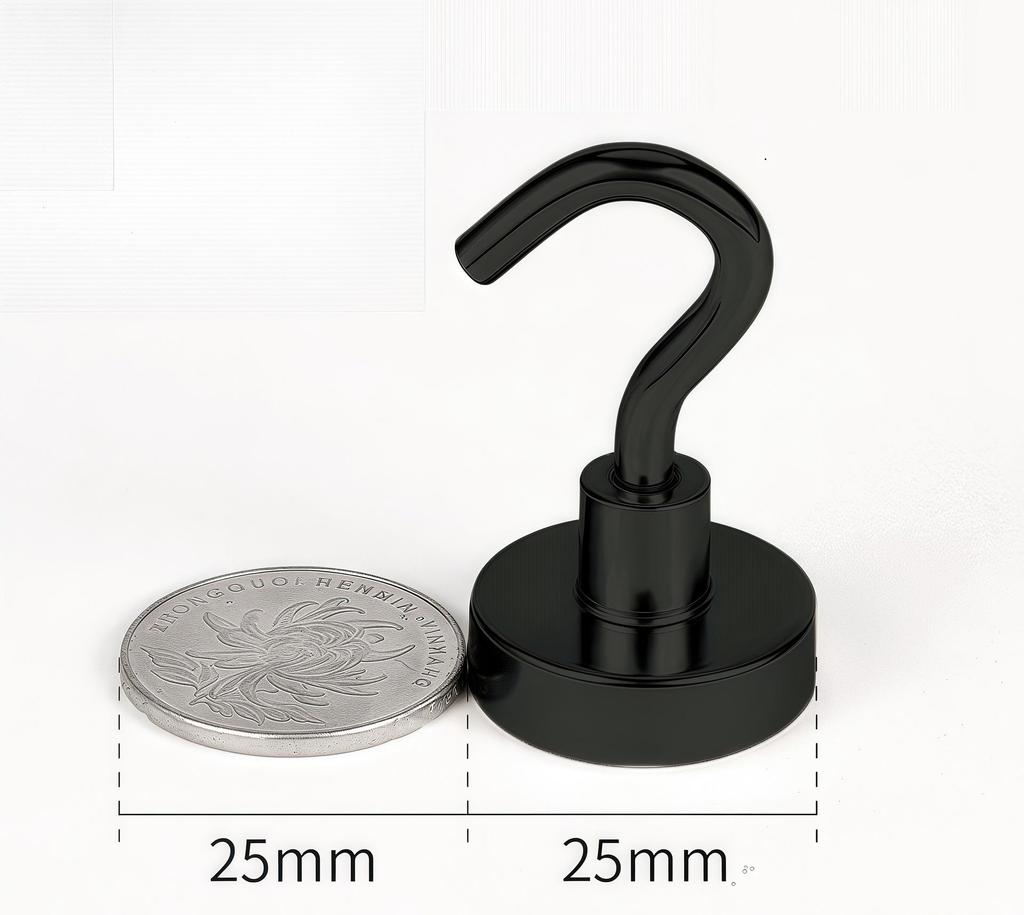 Neodymium Iron Boron Magnetic Hook: Strong, Round, No-Drill Refrigerator Magnet.