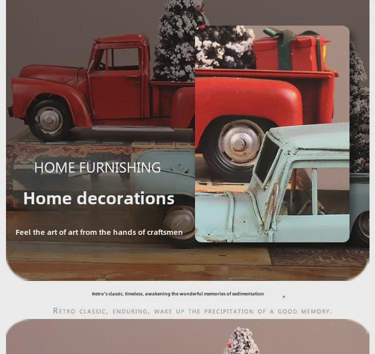 Ručně vyráběná evropská vánoční ozdoba nákladního auta - Model z plechu