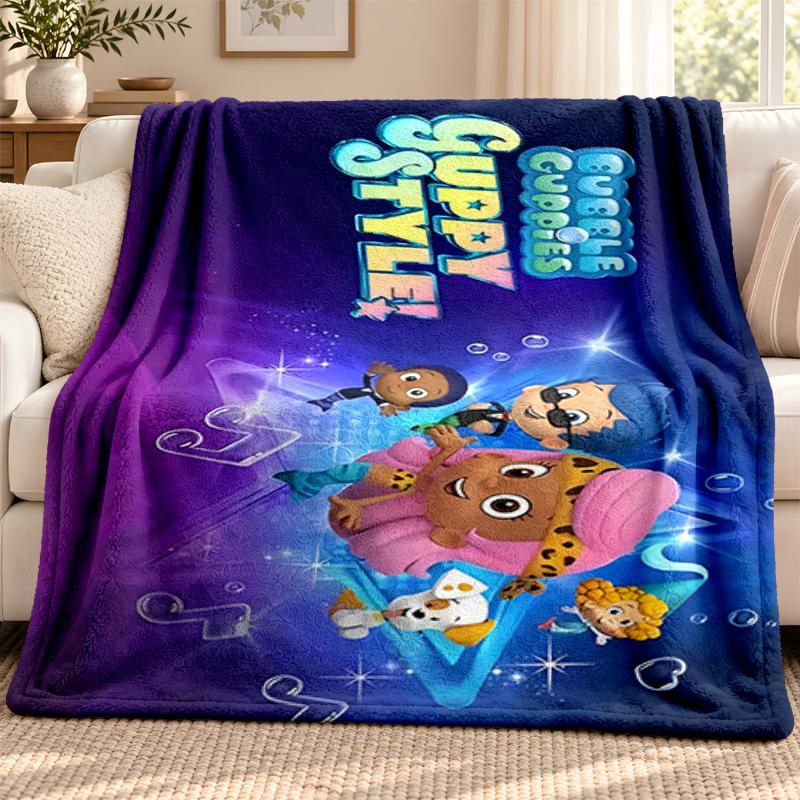 Bubble Guppies blanket Flannel Blanket Soft Cozy Plush Throw for Sofa Bed Lightweight Home Decoration Outdoor camping