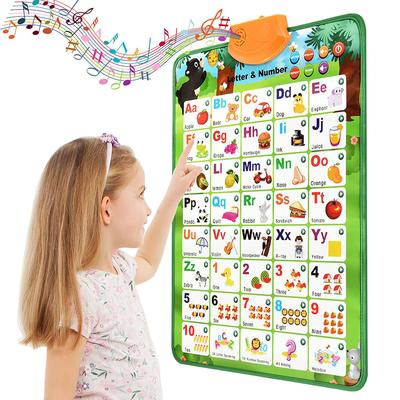 Gráfico de parede do alfabeto eletrônico interativo para crianças aprendendo abc pôster educacional para crianças de 2 a 5 anos presentes de aniversário de Natal