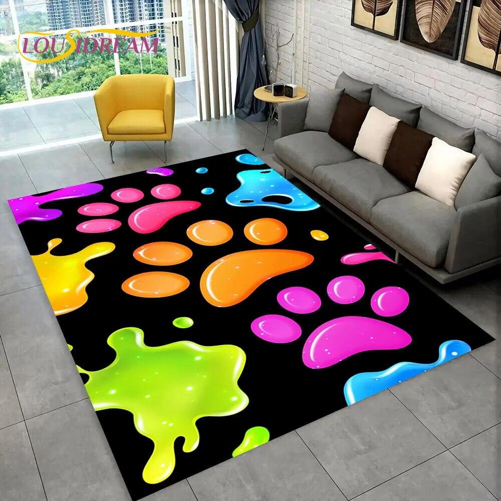 Domácí mazlíčci Footprint Sole Series 3D Area Koberec Velký,Koberec do obývacího pokoje Ložnice Pohovka Rohožka Dekorace,dětská protiskluzová podložka na podlahu