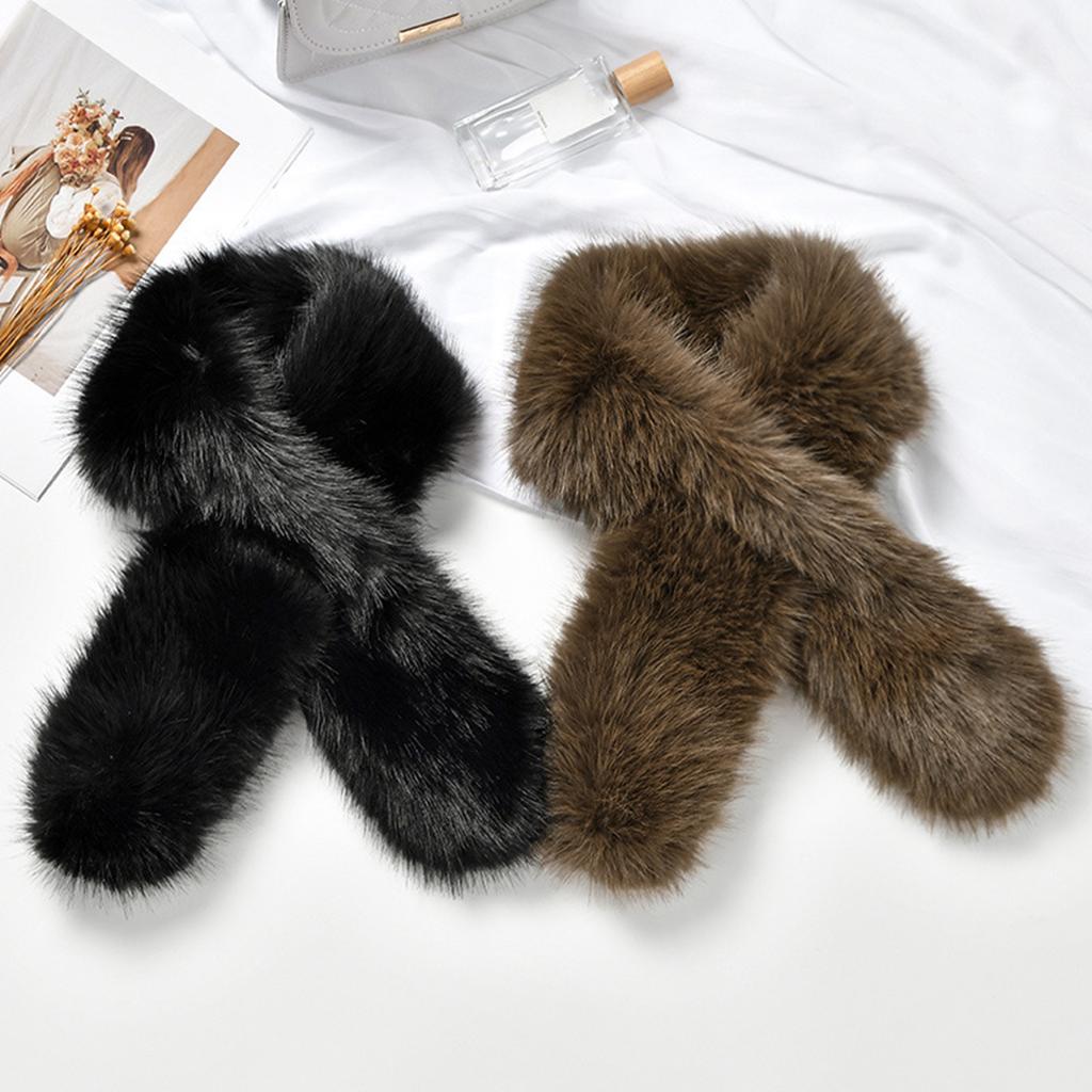 Fashionable Faux Furs Scarf Collar Plush Neckerchief for Women Party Furry Shawl Wrap for Daily Commute or Evening Event