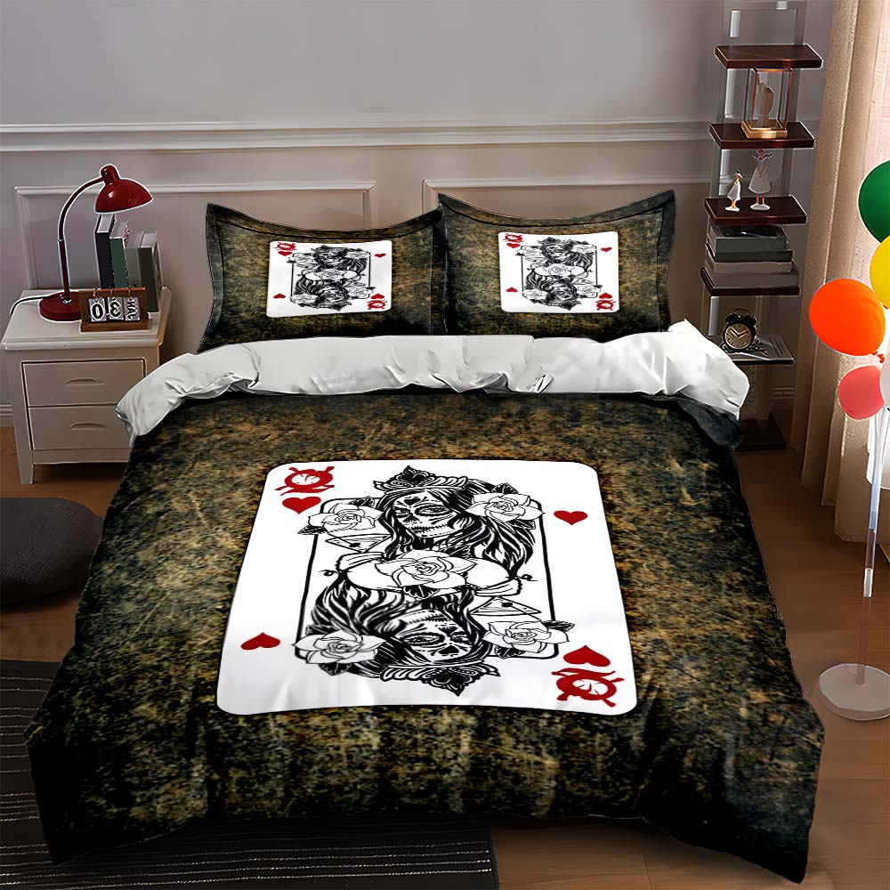 

Playing card design. Bedding Duvet cover sets Duvet covers Pillowcases gifts (1 * Duvet Cover 2 * Pillowcases, without duvet insert) 135x200cm