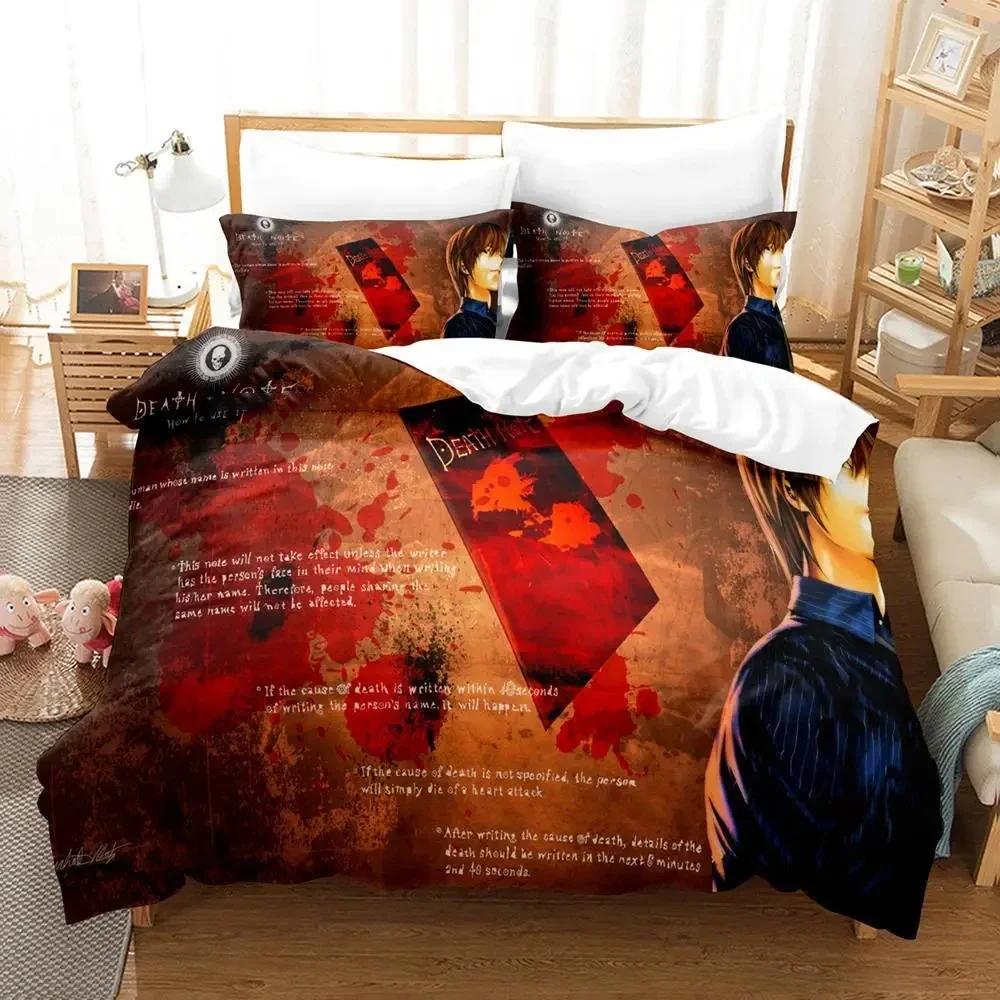 3D Print Death Note Anime Bedding Set Boys Girls Twin Queen King Size Duvet Cover Pillowcase Bed Boys Adult Home Textileextile
