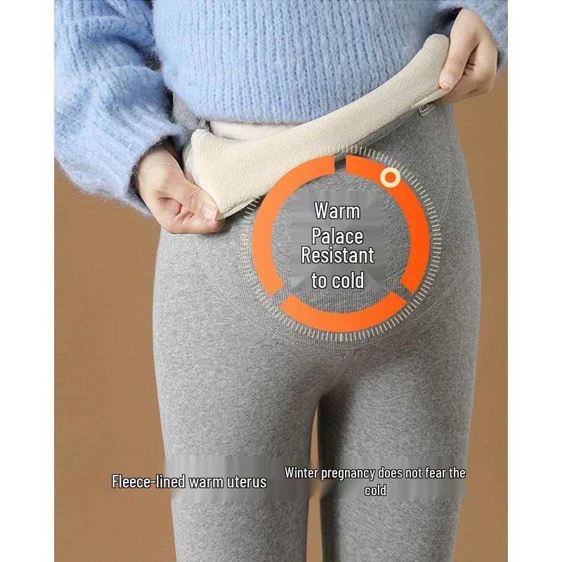 Maternity Plus Size Velvet Leggings: Tummy Support & Winter Warmth