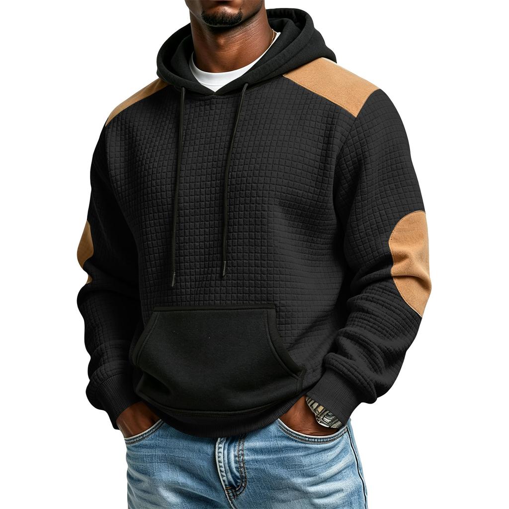 Men's Knit Color Block Hoodie for Winter Casual Wear