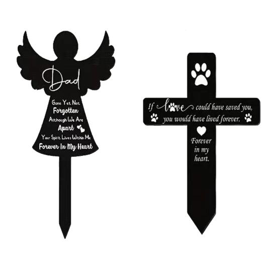 Pet Tombstone Religious Symbol Angel Shape Memorial Stone Pet Loss Gift Cat Dog Remembrance Headstone for Garden Yard