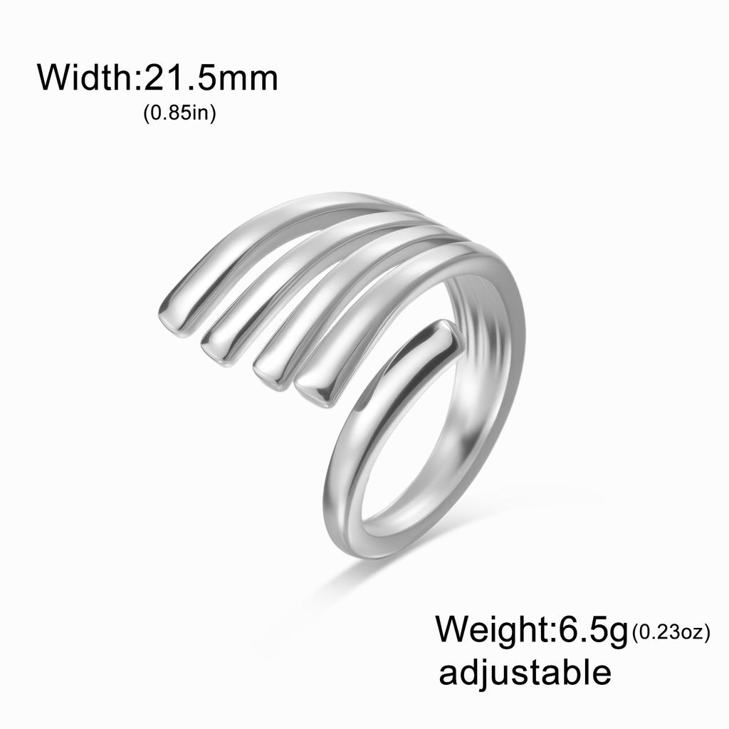 Cazador Stainless Steel Geometric Open Ring Waterproof Double Layers Fashion Finger Rings for Women Party Jewelry Gift Wholesale