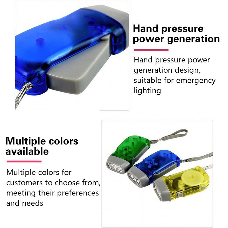 Sell Outdoor Led Manual Pressure Generator Crank Flashlight No Battery Flashlight Camping Light Lamp Emergency Survival Tool