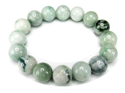 [Sekimachi] Grüne und gemusterte Jadeitperlen, groß, ca.. 13mm, Naturstein, Gebetsperlen, Armband, Echte Jadeit, Jadeit (Ca.. 170mm