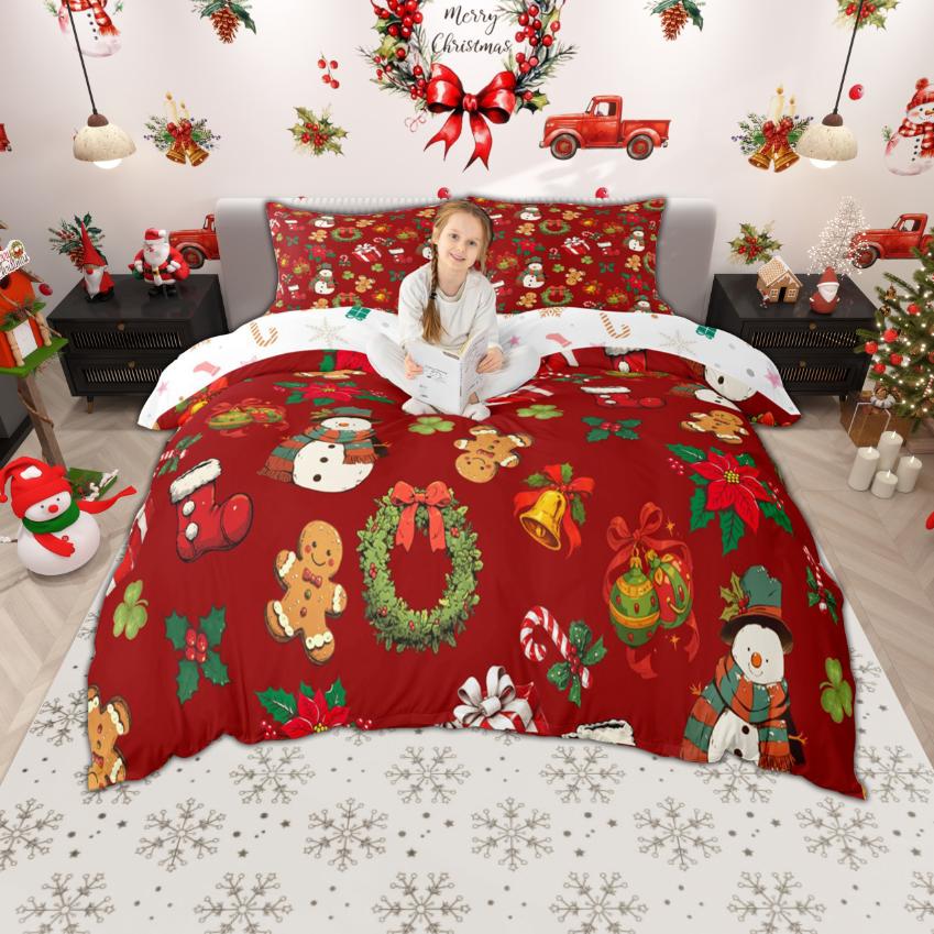 Homewish Xmas Nutcracker Duvet Cover Set For Kids Girls Cute Princess Bedding Set Cartoon Christmas Tree Quilt Cover Set