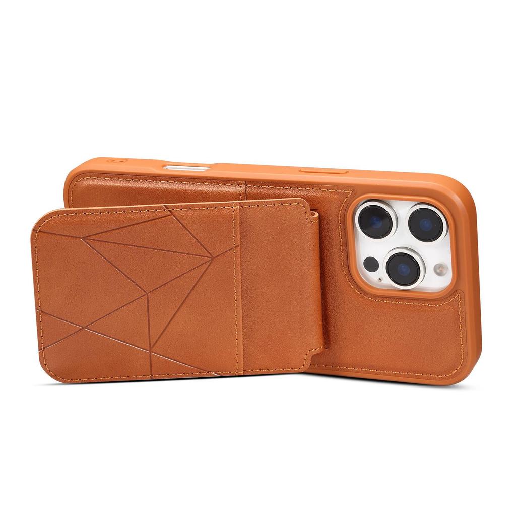 iPhone 17 Leather Magnetic Stand Case with Card Slot