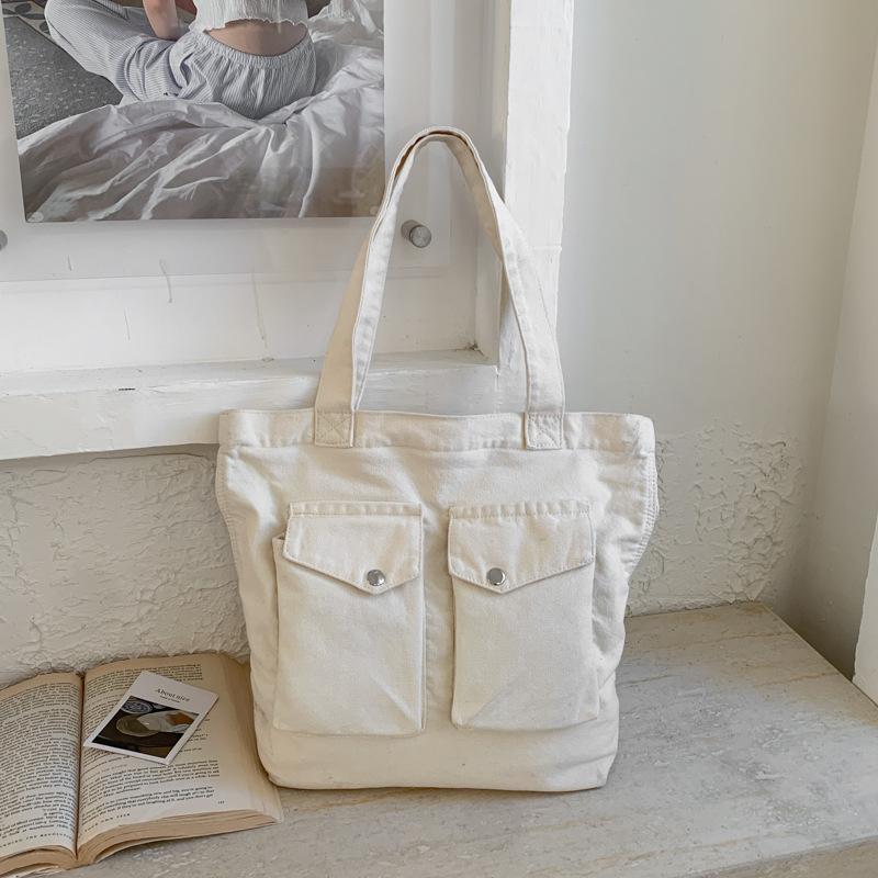 Large Capacity Multi Pocket Shoulder Bags Women Fashi Canvas Handle Bag Casual Comfortable and Versatile Texture Storage Bag