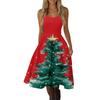 Women's Sexy Off-Shoulder Vintage Christmas Print Dress for Holiday Party
