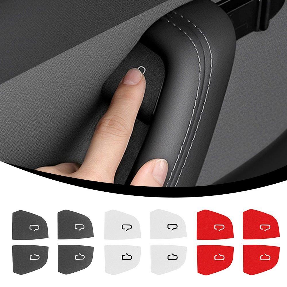 4pcs Luxury Door Switch Patch Custom Fit Suede Trim Sticker Cover Car Door Lock Cover for Tesla Model 3/Y Juniper Launch 2025