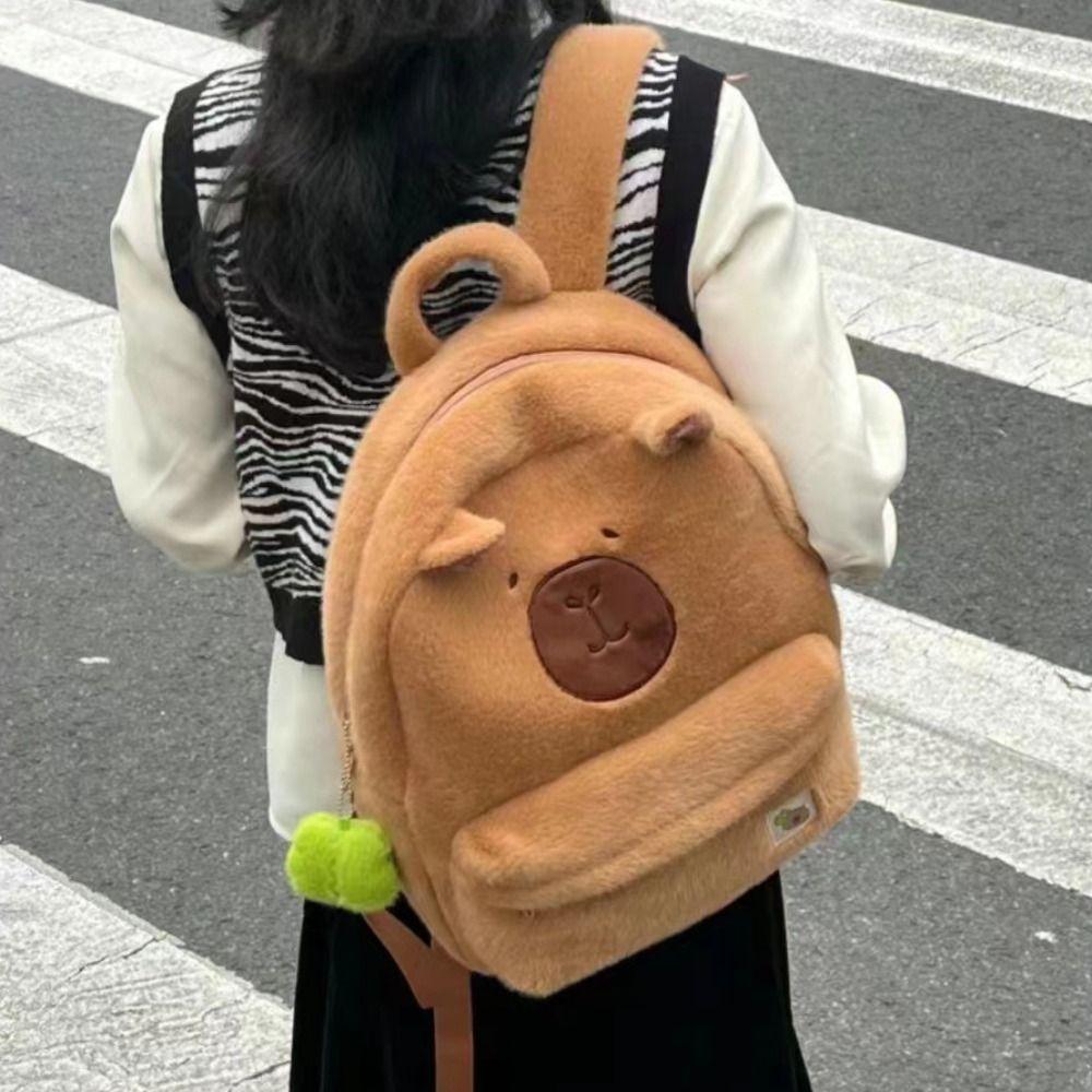 Školní taška Kapybara Plyšový batoh Zvířátko Kreslený Kapybara Kabelka Kapybara Taška přes rameno Denní