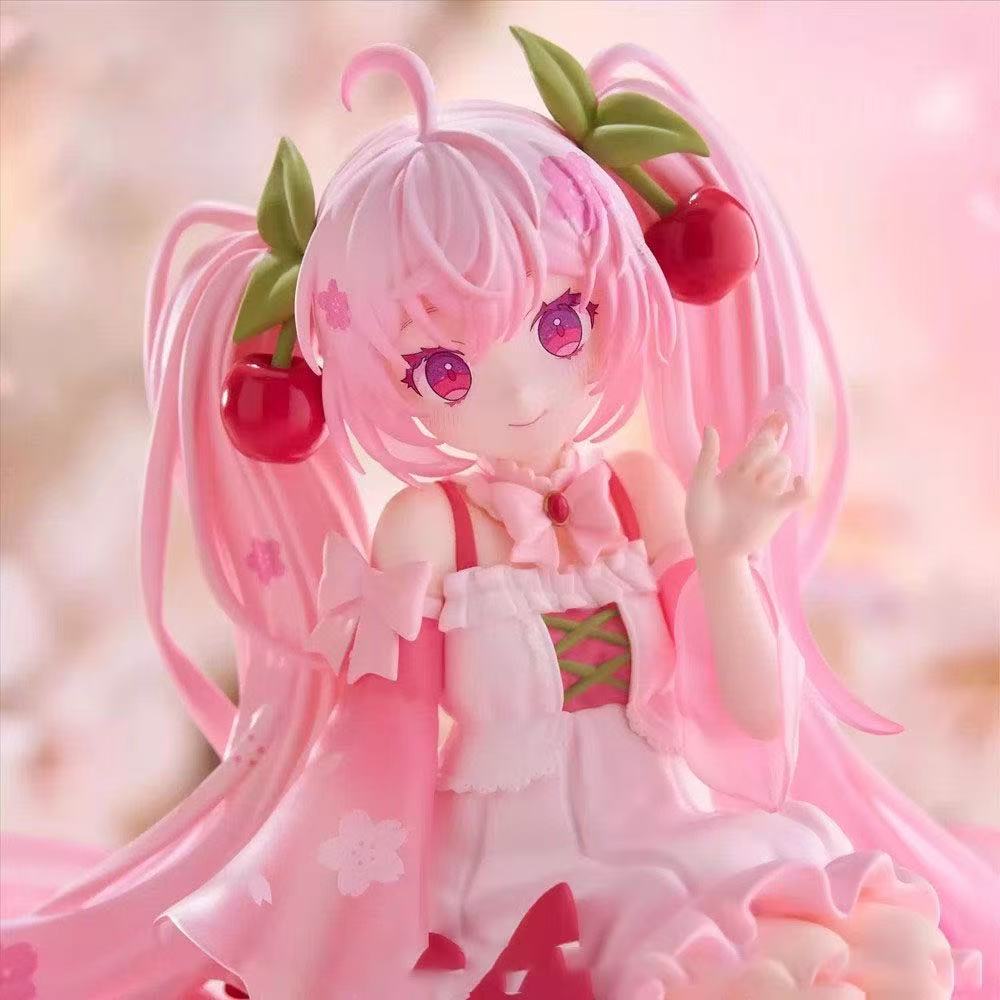 Anime Figur Hatsune Miku 21cm Sakura Miku Sakura Dress Figure Anime PVC Toys Gifts Collections Figurine