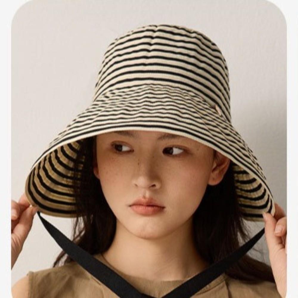 Wide Brim Fisherman Hat Striped UV Protection Hat Fashion Wide-Brimmed Hat  Outdoor Sports
